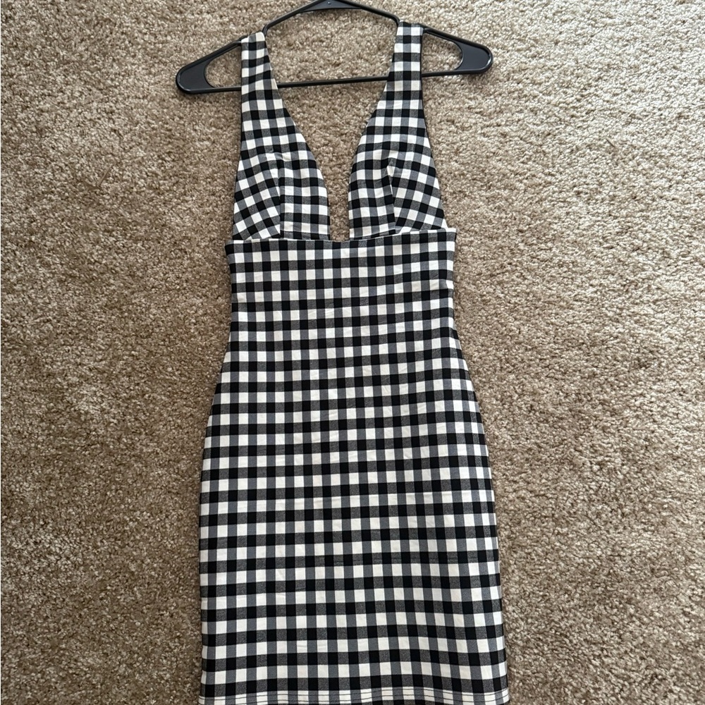 Black and White Checkered Dress fashion nova